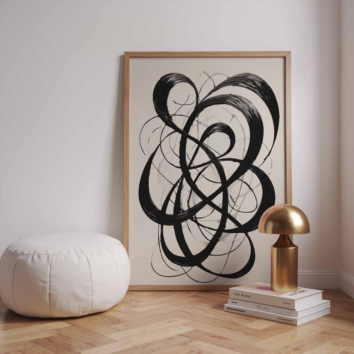 Dynamische Zwarte Kronkels – staande kleurrijke abstracte wanddecoratie van WallArtistic