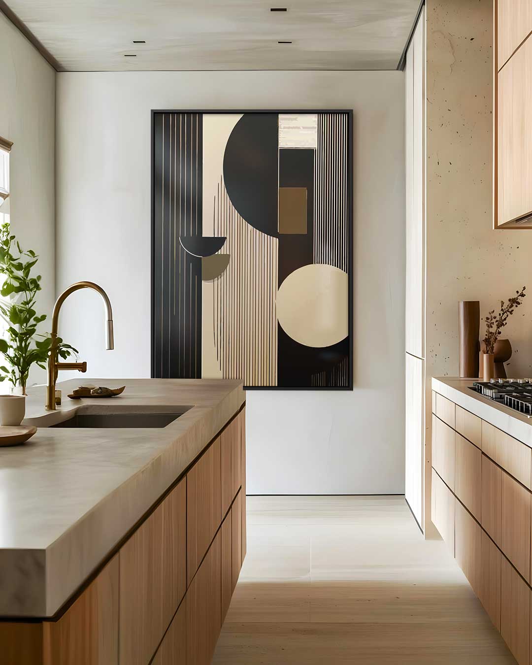 Moderne Geometrische Harmonie – dibond wanddecoratie in staand formaat