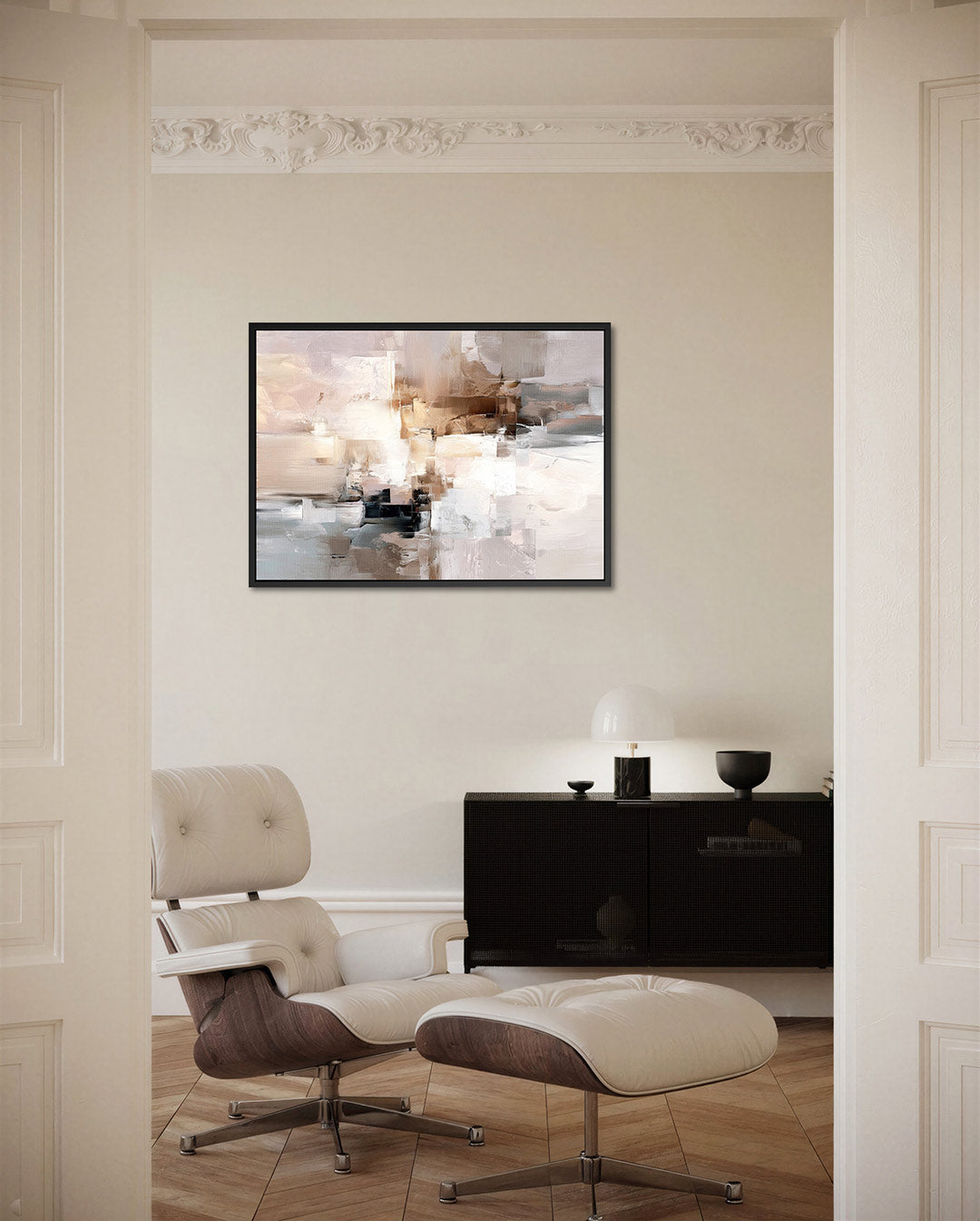 Gelaagde kleurencompositie – Beige – liggende wanddecoratie