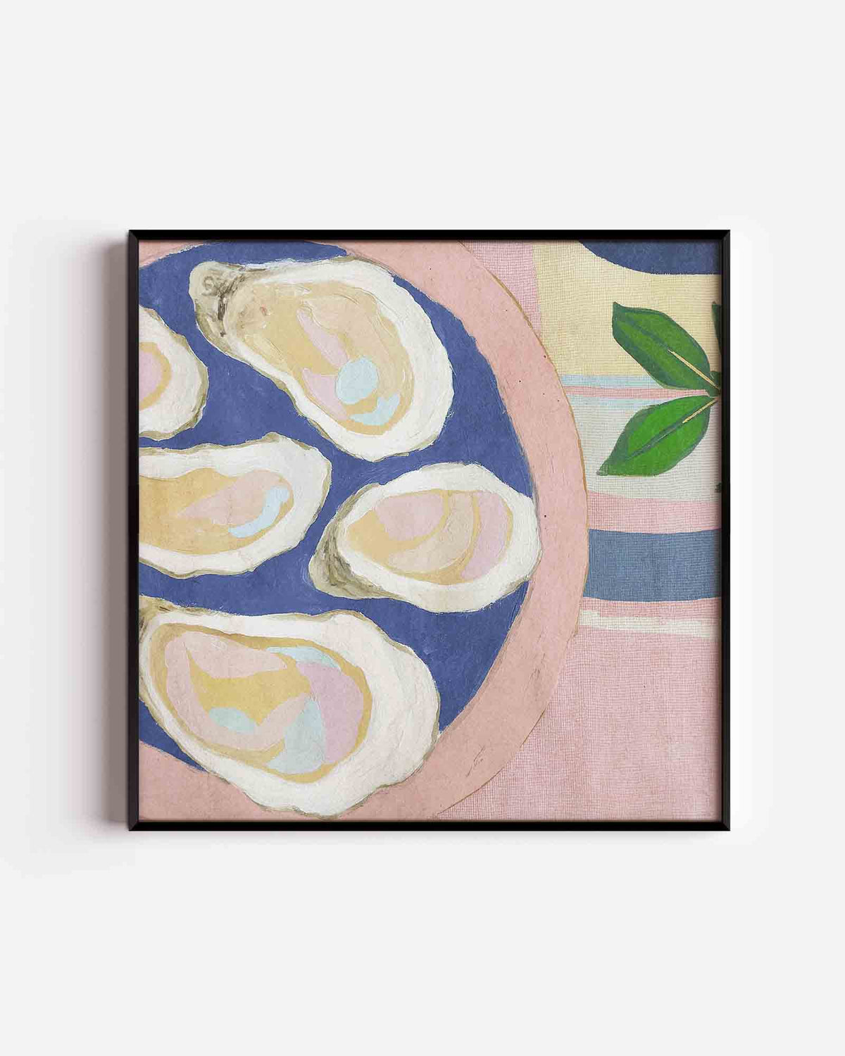 Oesters op bord – vierkante poster met kleur en vormen als wanddecoratie