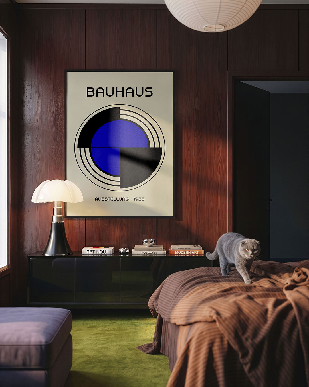 Cirkel en lijnen – geometrische Bauhaus poster in staand formaat