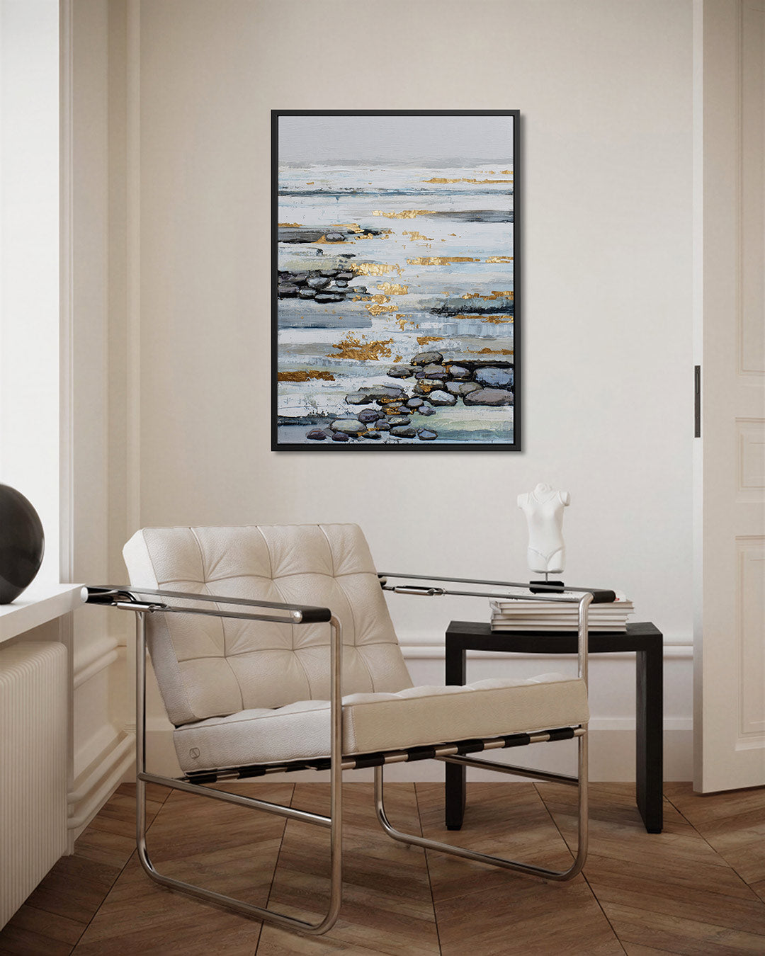 Gelaagde textuur compositie – kunstwerk als stijlvolle wanddecoratie