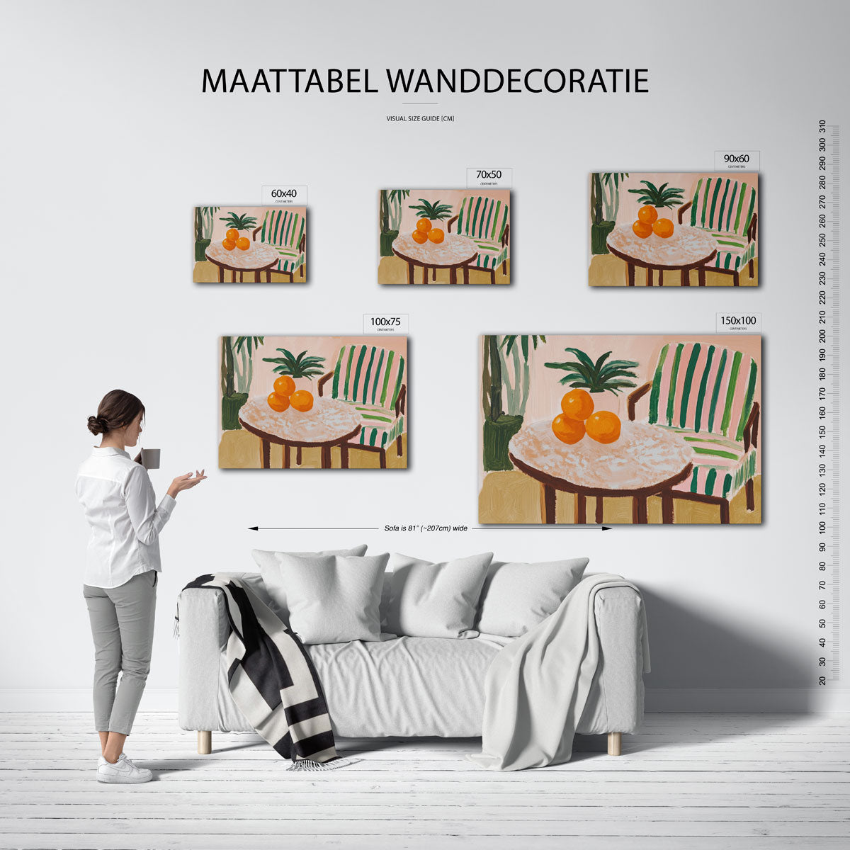 Interieur met fruit – kunstwerk op canvas, dibond of plexiglas