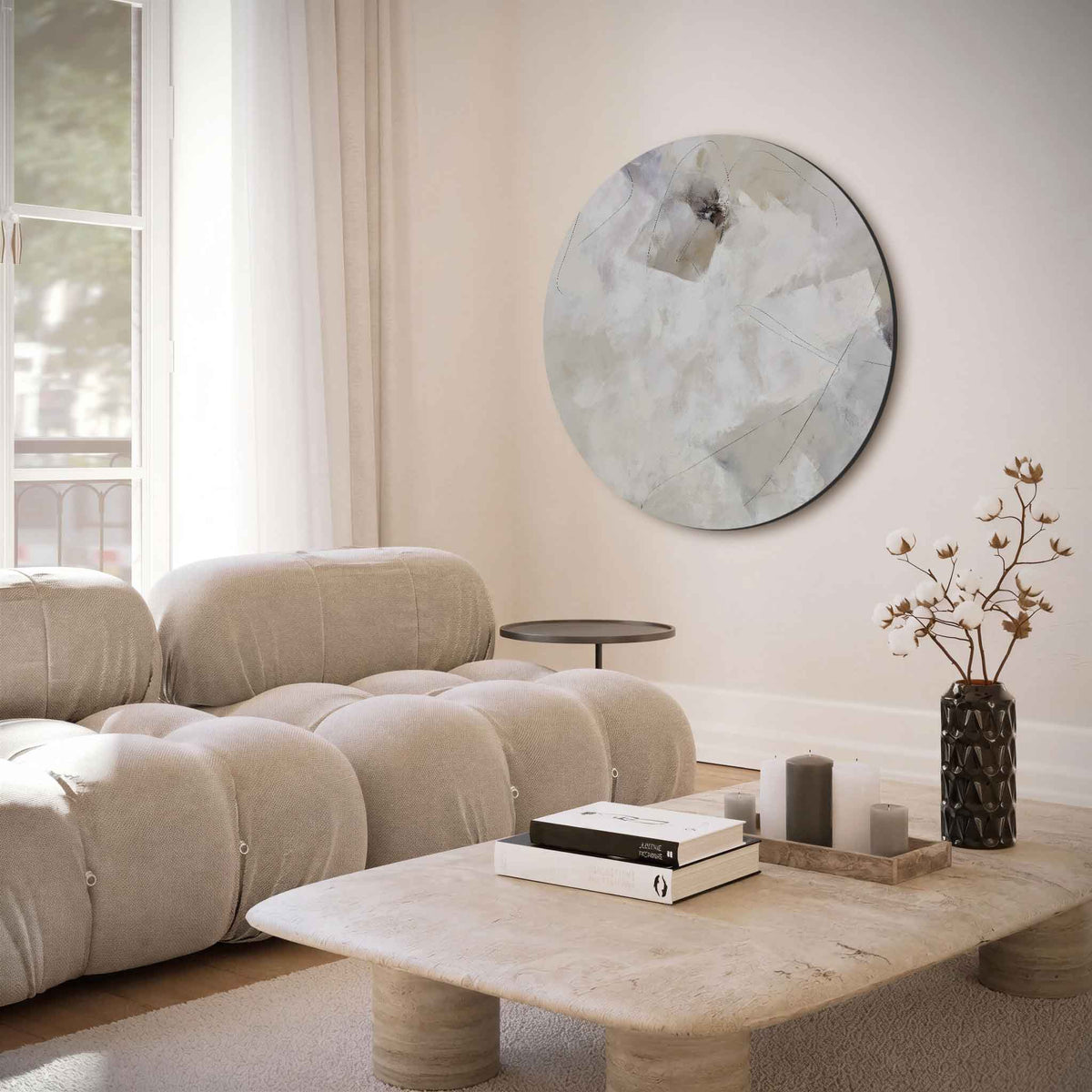 Abstracte lijnen – muurcirkel met abstracte texturen voor aan de muur