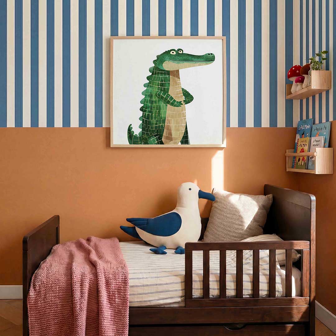 Groene krokodil – kids poster in vierkant formaat