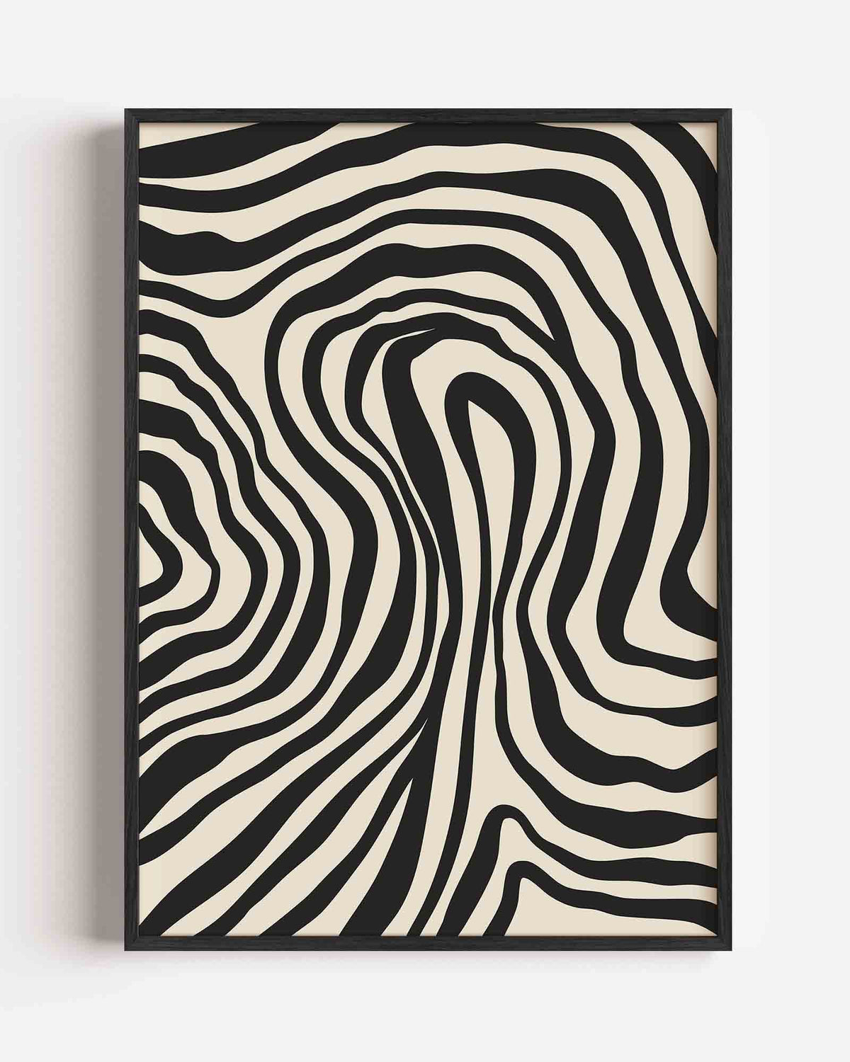 Zwart wit golvende lijnen – zacht abstracte portret poster als wanddecoratie