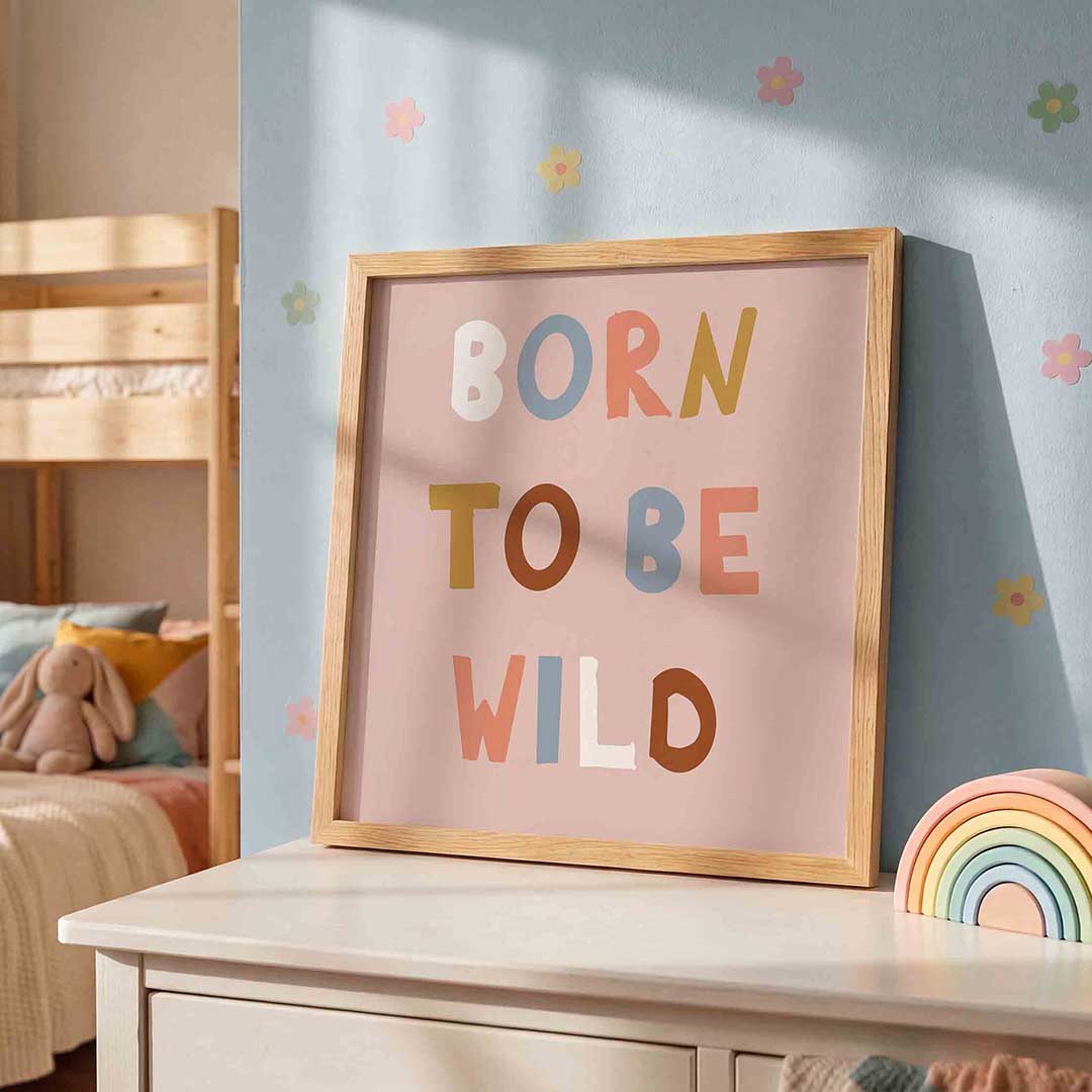 Born to be wild – speelse wandkunst als vierkante kinderposter