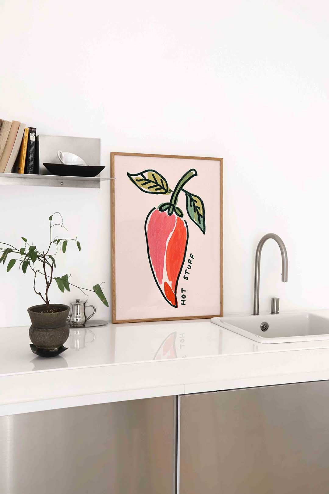Paprika met tekst – staande keuken wanddecoratie van WallArtistic