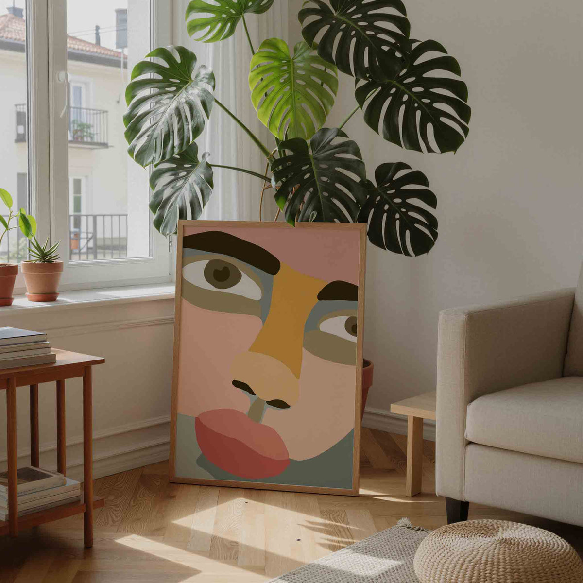 Abstract gezicht – moderne illustratie als portret poster