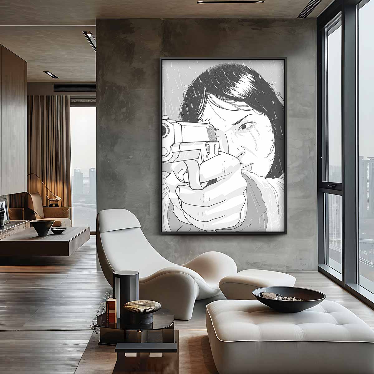 Stoere Illustratie in Stripstijl – canvas wanddecoratie in portret formaat