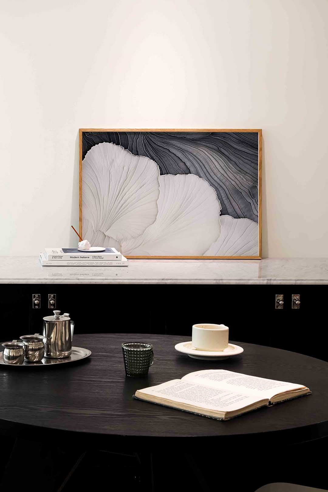 Golvende lijnen en vormen – abstracte poster in liggend formaat