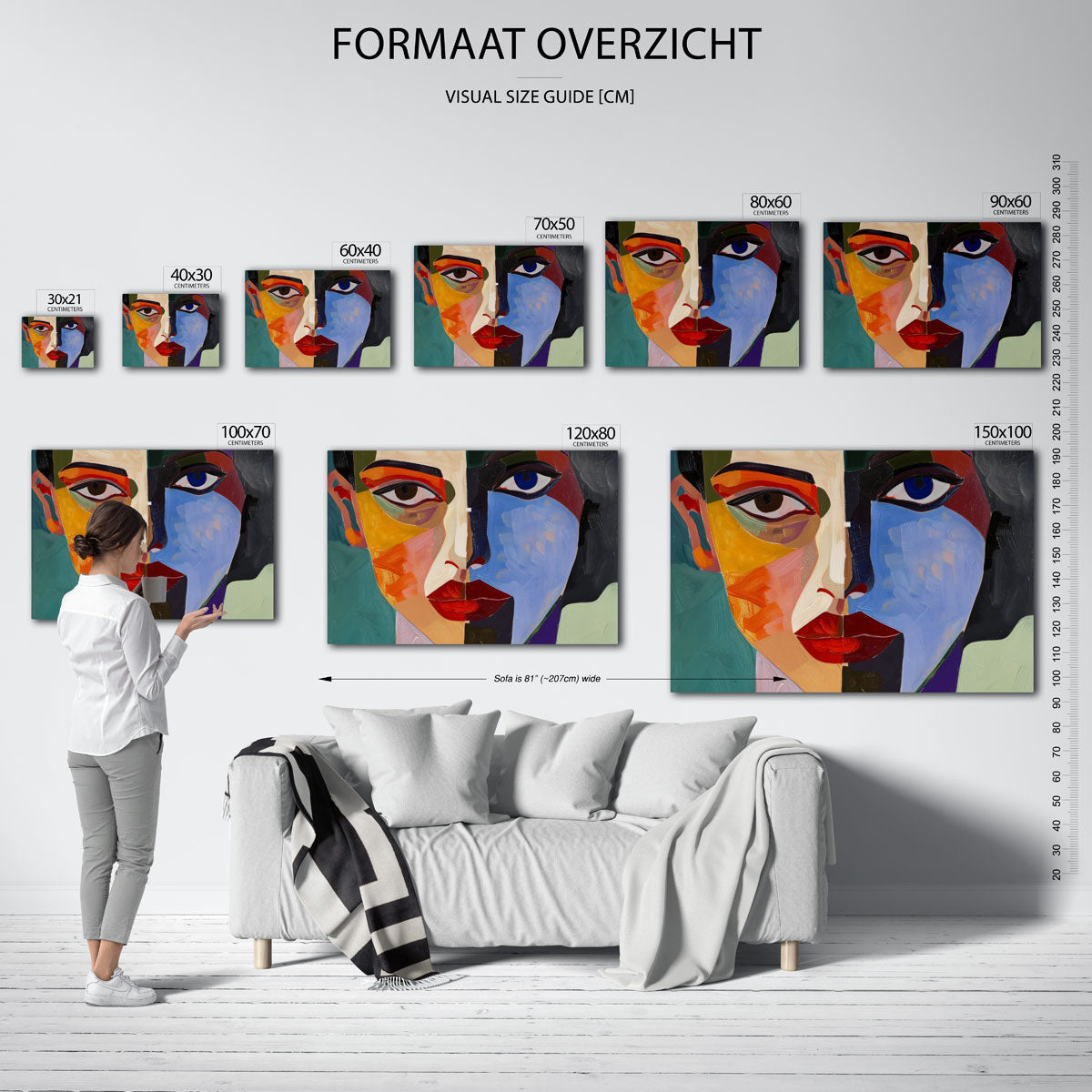 Abstract gezicht – landscape muurposter met eigentijdse illustratie