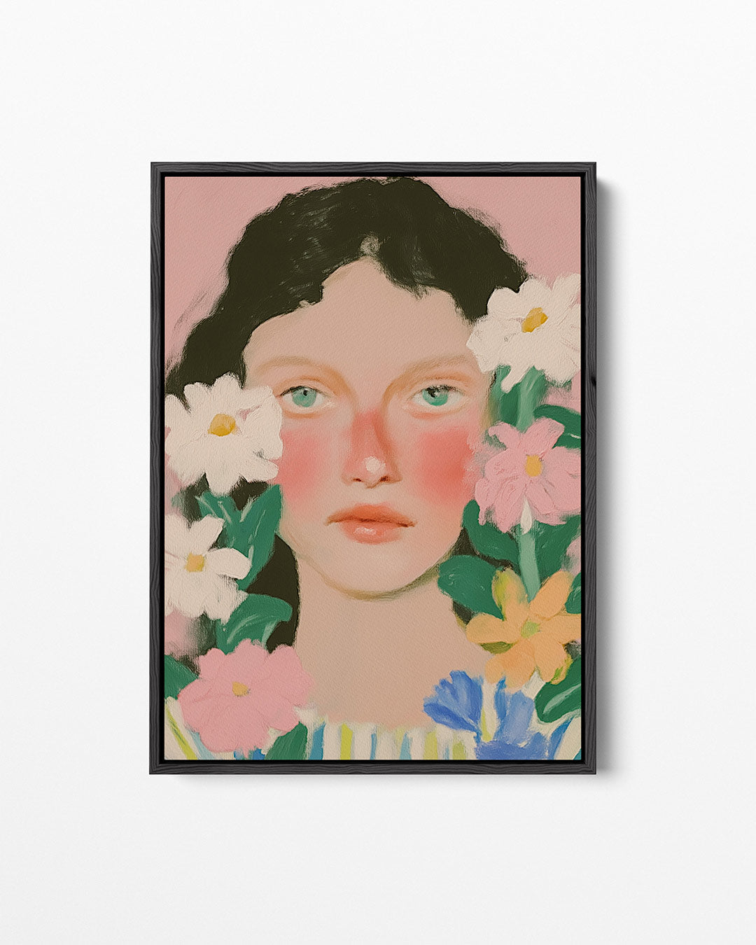 Portret met bloemen – staand wanddecoratie kunstwerk