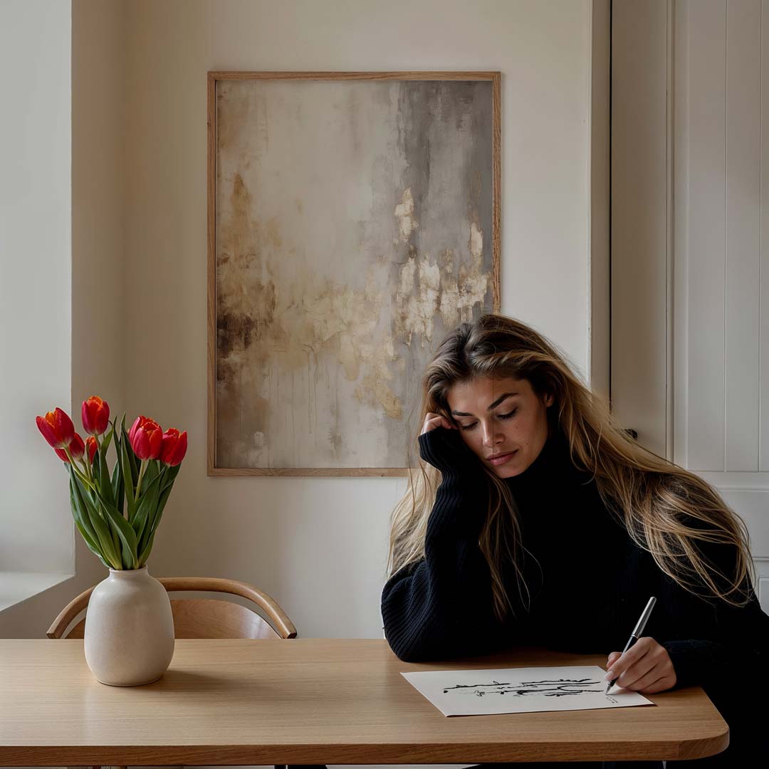 Luxe Abstracte Gouden – feestelijke wandkunst als portret poster