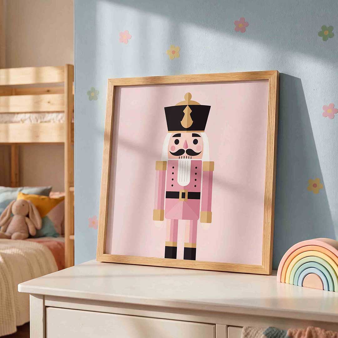 Roze notenkraker – speelse wandkunst als vierkante kinderposter