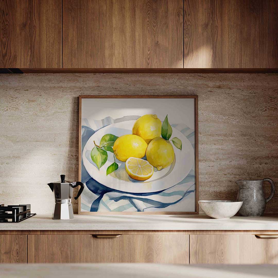 Citroenen op schaal – culinaire wandkunst als vierkante poster
