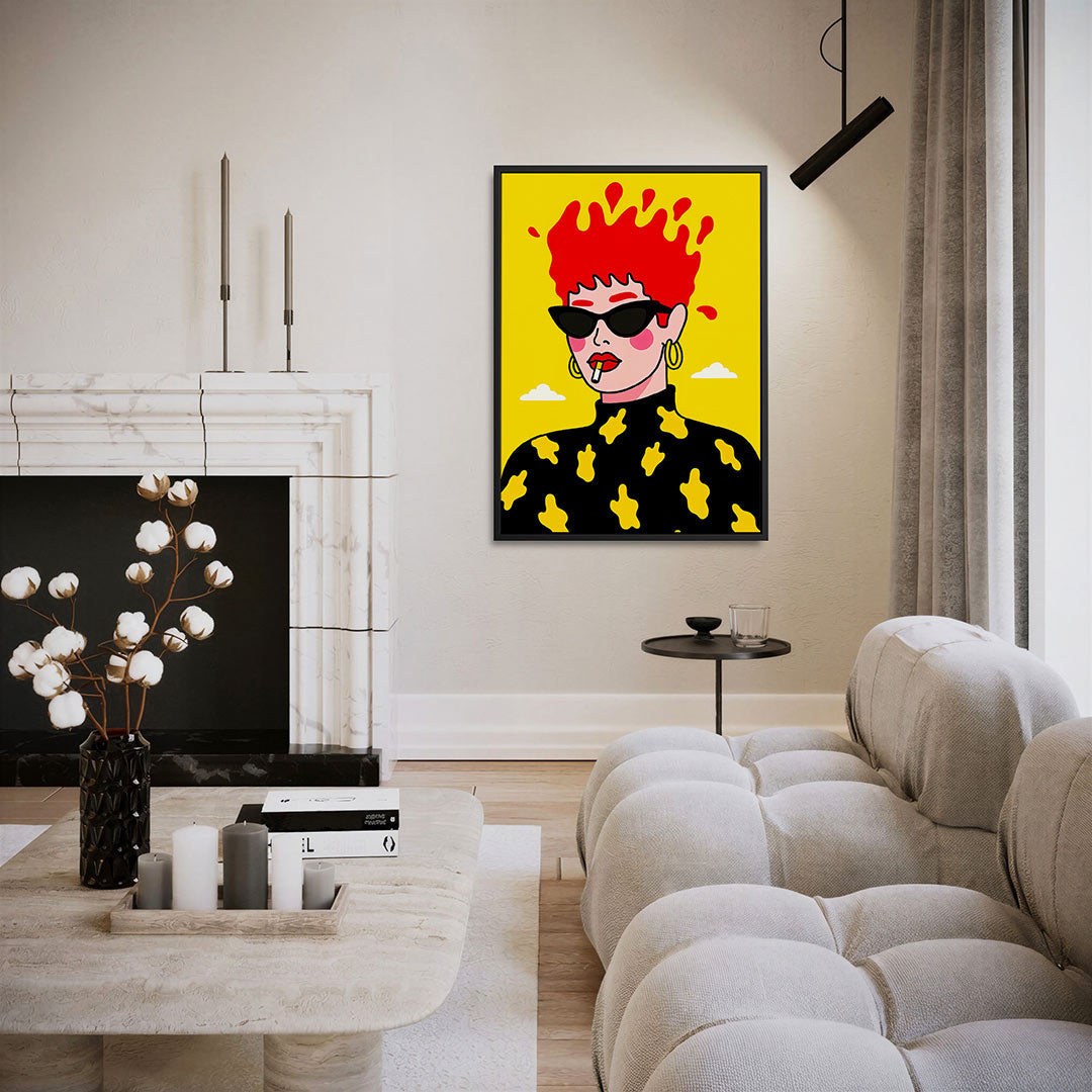 Vrolijke portret illustratie – moderne staande wandkunst
