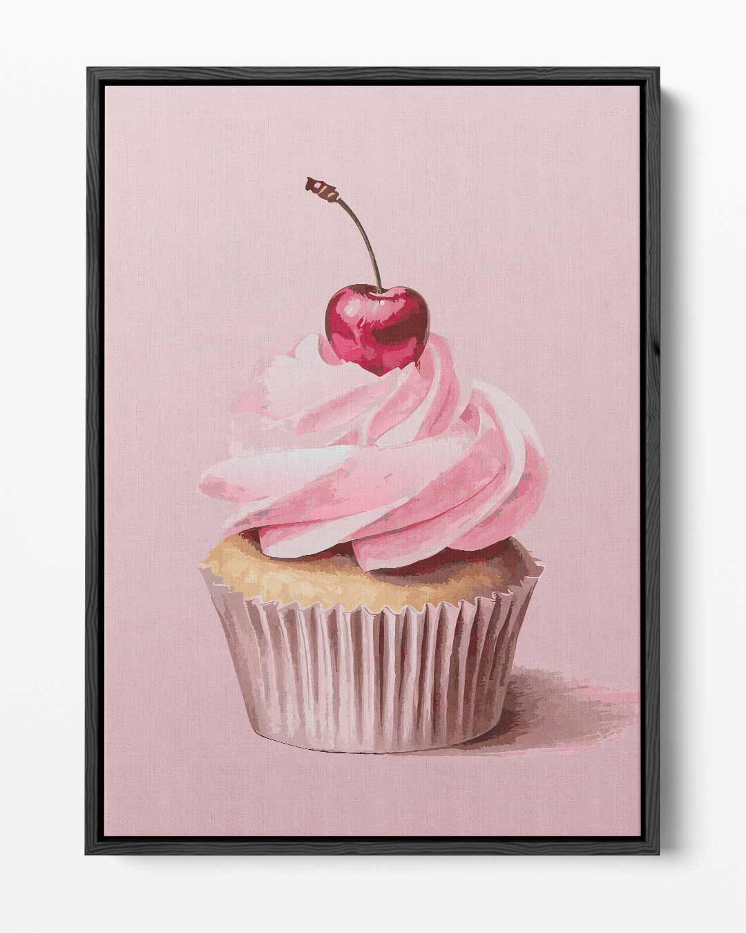 Cupcake Delight met Kers – portret kunstwerk als wanddecoratie