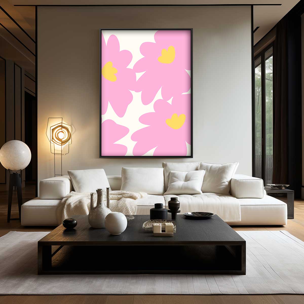 Vrolijk Bloemenpatroon – dibond wanddecoratie in staand formaat