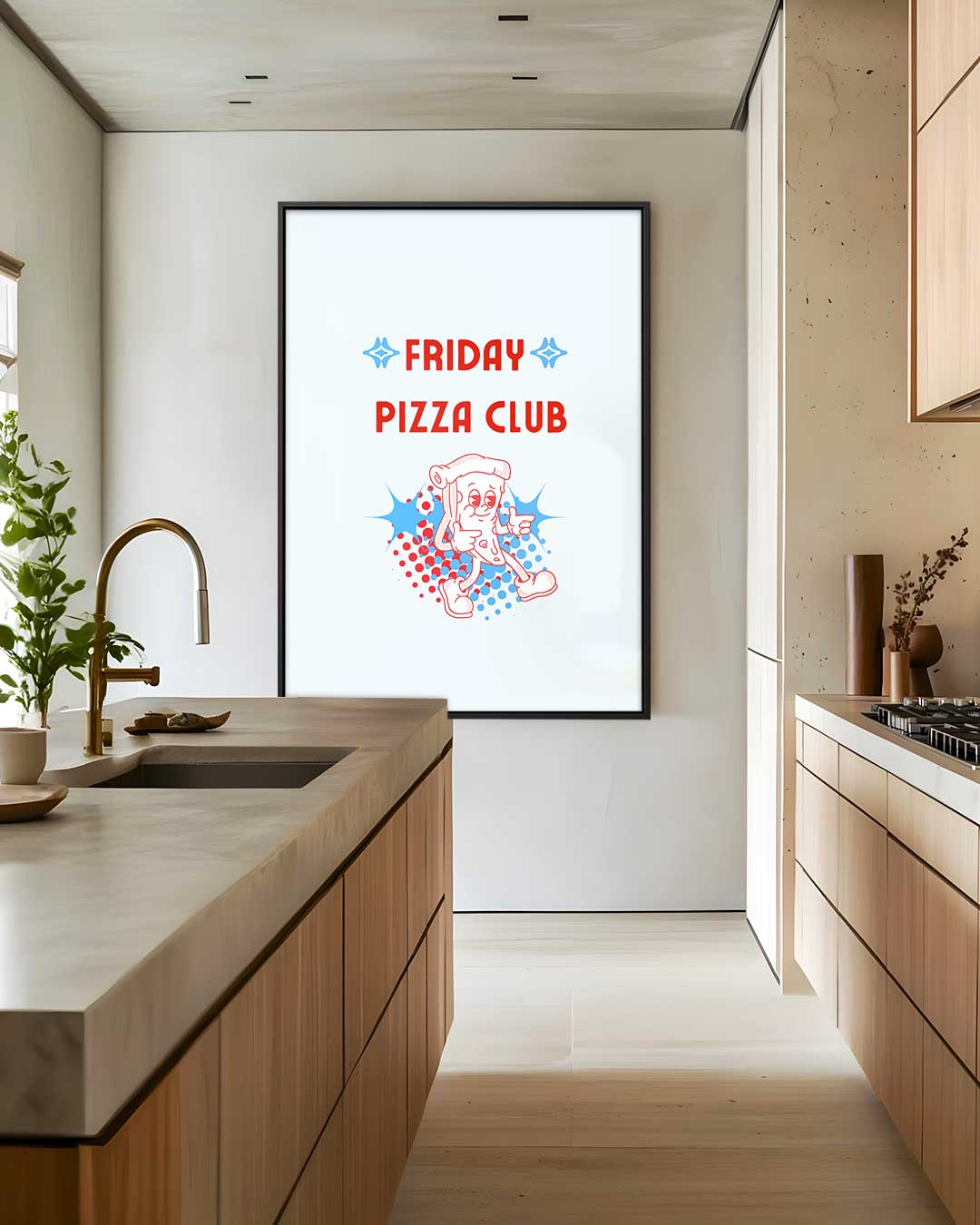 Friday Pizza Club Poster – staand kunstwerk voor modern interieur