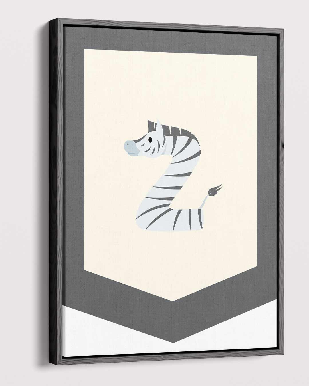 Zebra Alfabet Kunstwerk – plexiglas wanddecoratie in portret formaat
