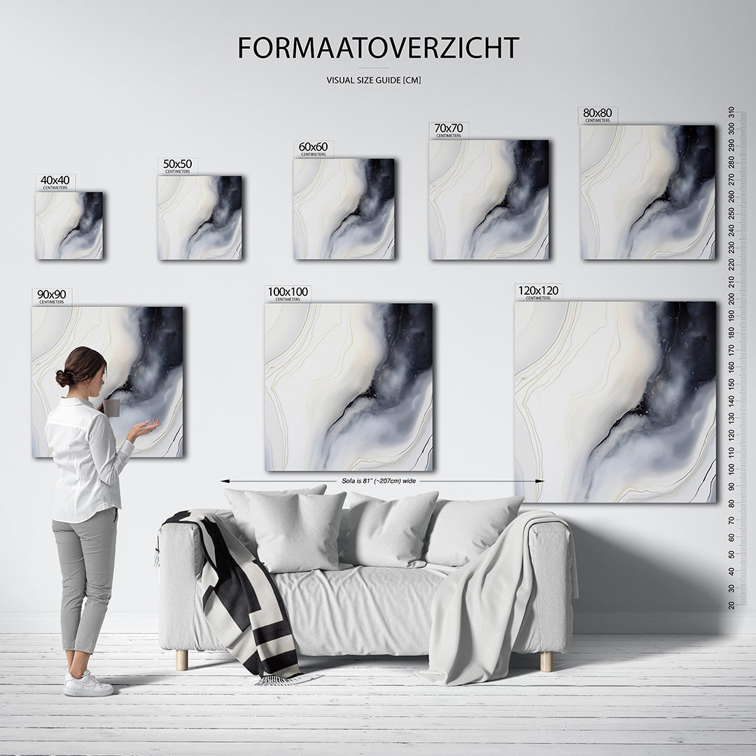 Organische lijnen kunstwerk – materiaalweergave – dit werk toont vloeiende lijnen en zachte overgangen tussen zwart, wit en