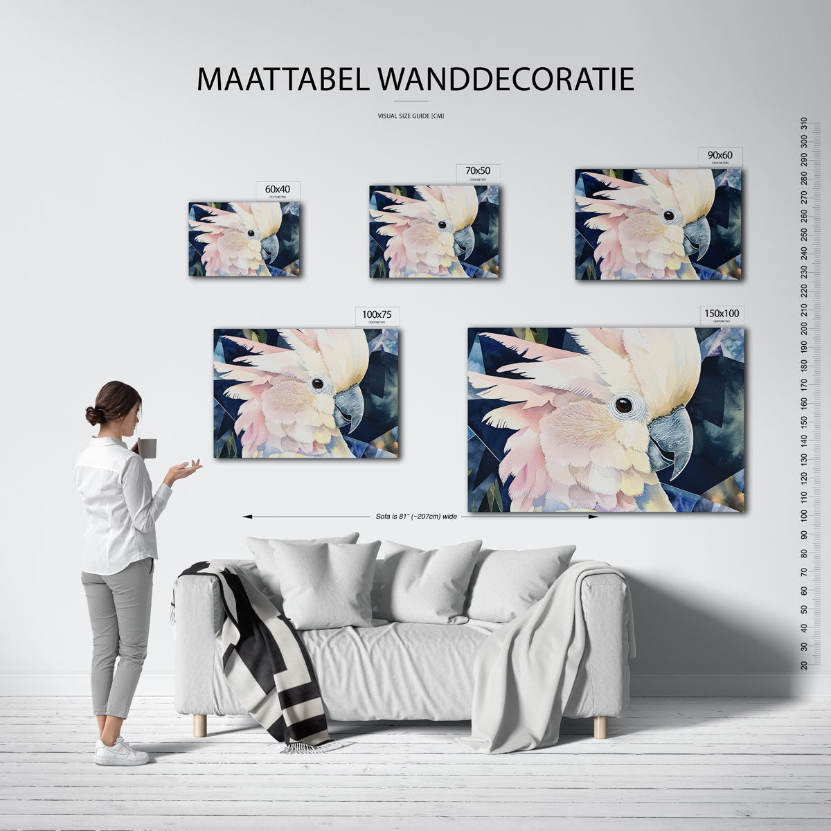 Vogelportret met geometrie – Dieren kunstwerk – kunstwerk op canvas, dibond of plexiglas