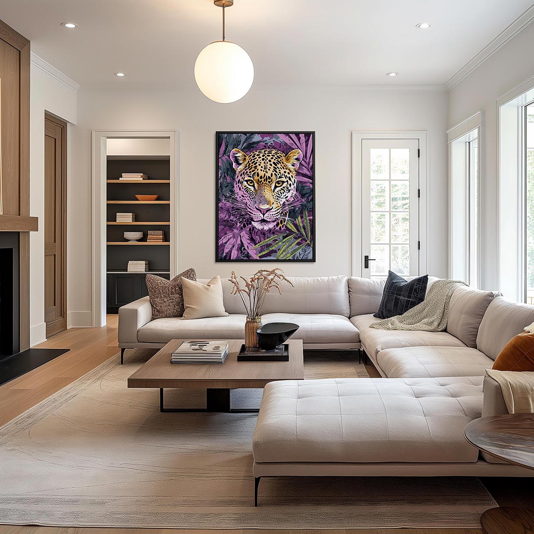 Levendige luipaard – staand wanddecoratie kunstwerk
