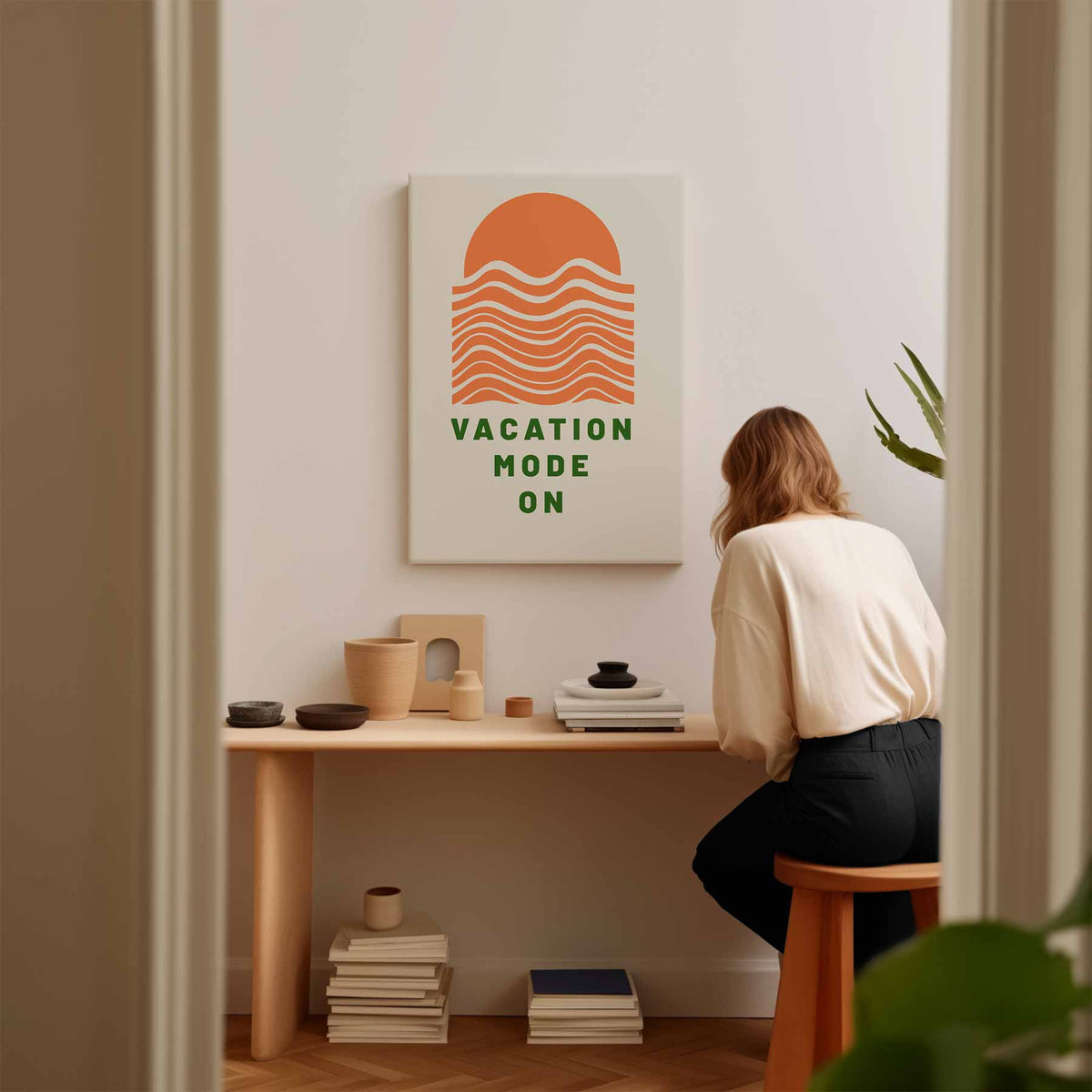 Vakantiemodus Aan – staande wandkunst voor woonkamer of interieur