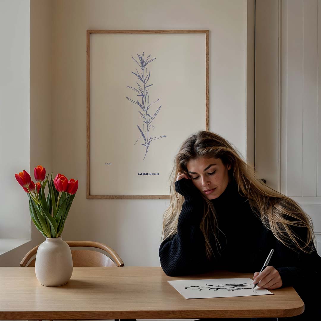 Botanische Kunstprint – staande muurposter met botanische uitstraling