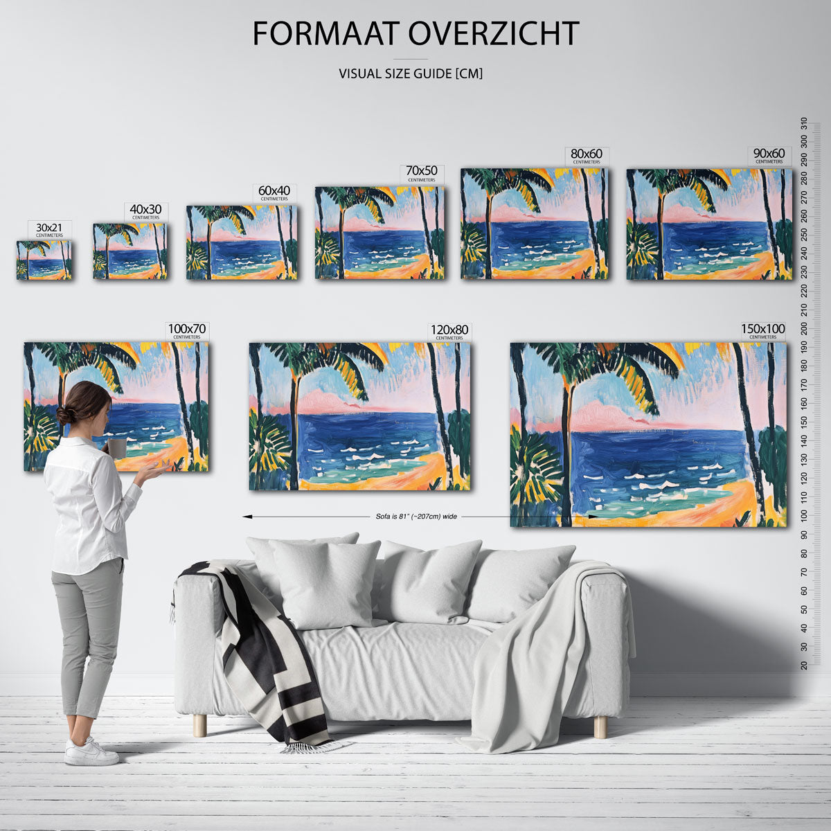 Palmbomen en zee – liggende muurposter met jungle thema