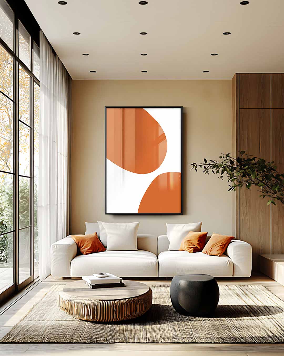 Vloeiende Aardetinten – staande wandkunst voor woonkamer of interieur