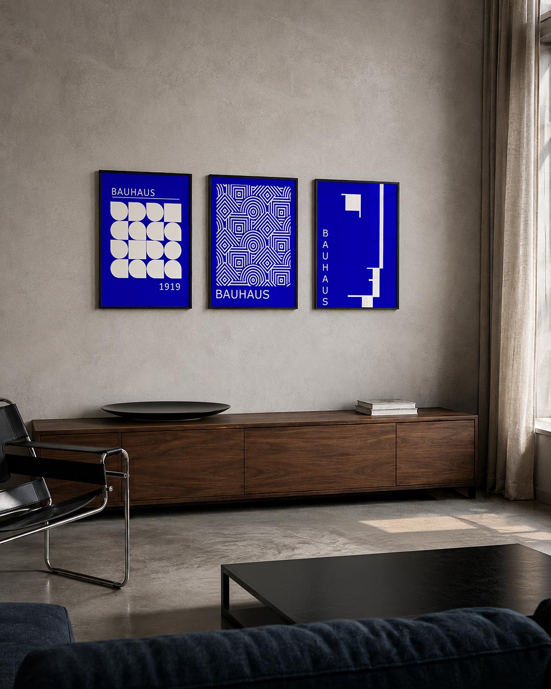 Vorm en ritme posterset – tweede productweergave – deze posterset in drie delen toont een speelse ordening van witte