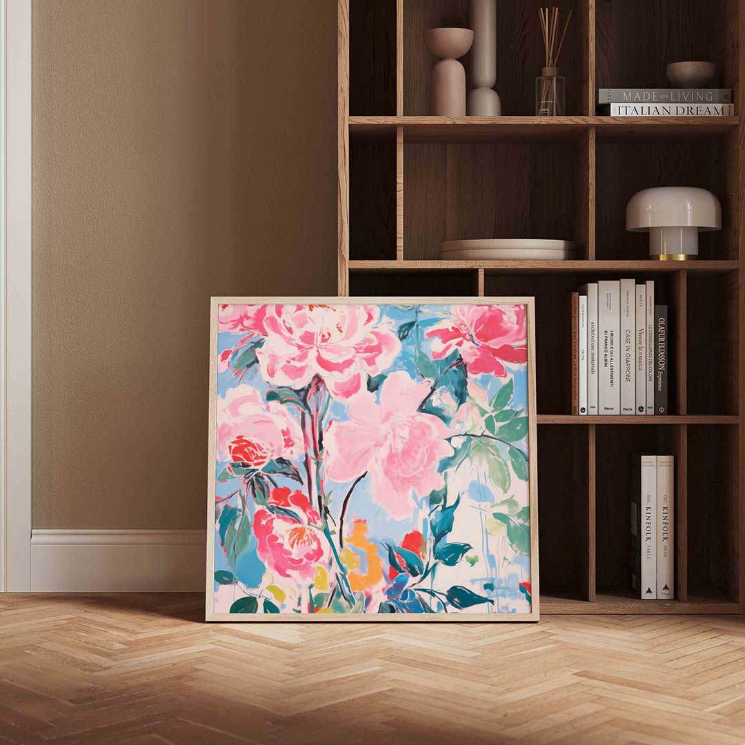 Bloemenpracht – kleurrijke vierkante wanddecoratie van WallArtistic