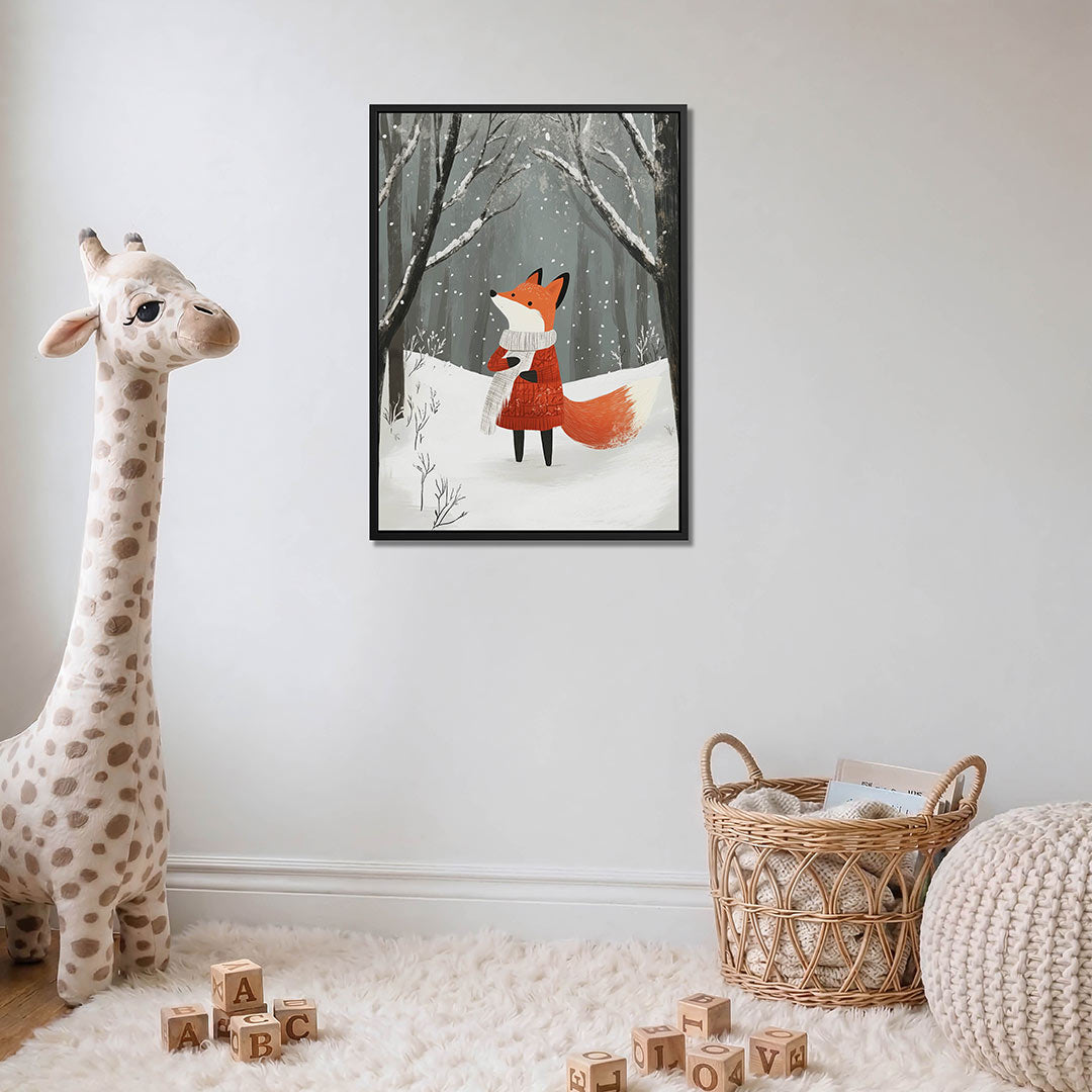 Vos in winterbos – moderne staande wandkunst