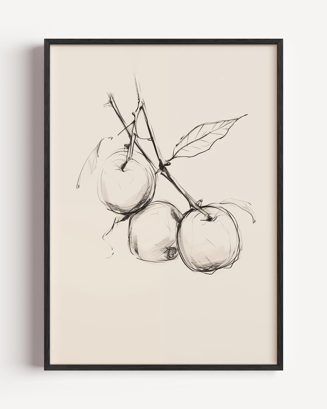 Elegante Illustratie van Appeltakken – botanische portret poster als wanddecoratie