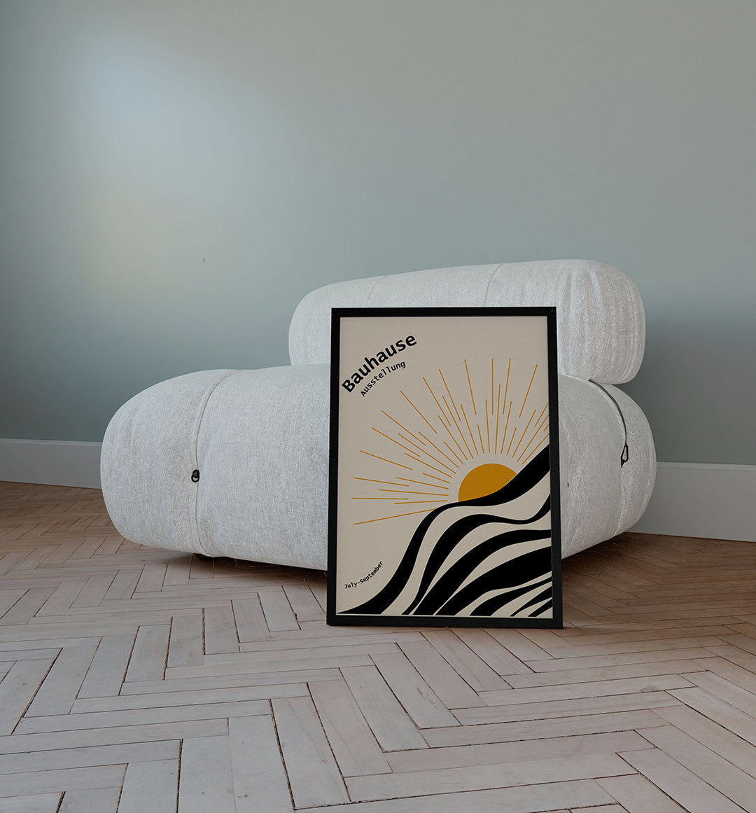 Zon en lijnen – staande Bauhaus poster voor aan de muur