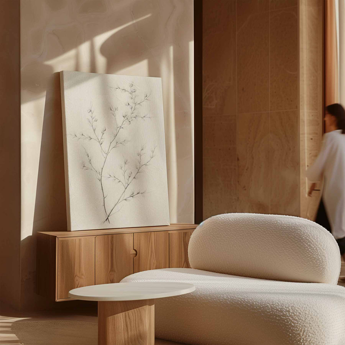 Luchtige Taktekening – staande wandkunst voor woonkamer of interieur