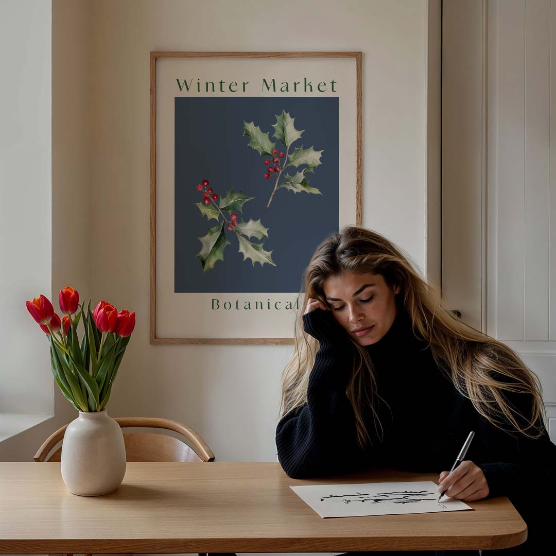 Winter Market Botanische – feestelijke wandkunst als portret poster