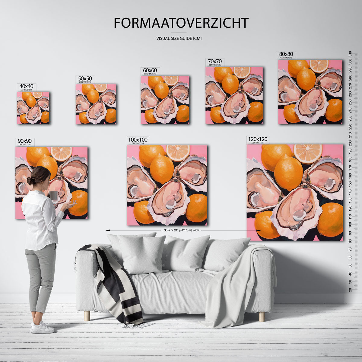 Citroenen en oesters – vierkante muurposter voor keuken of eethoek