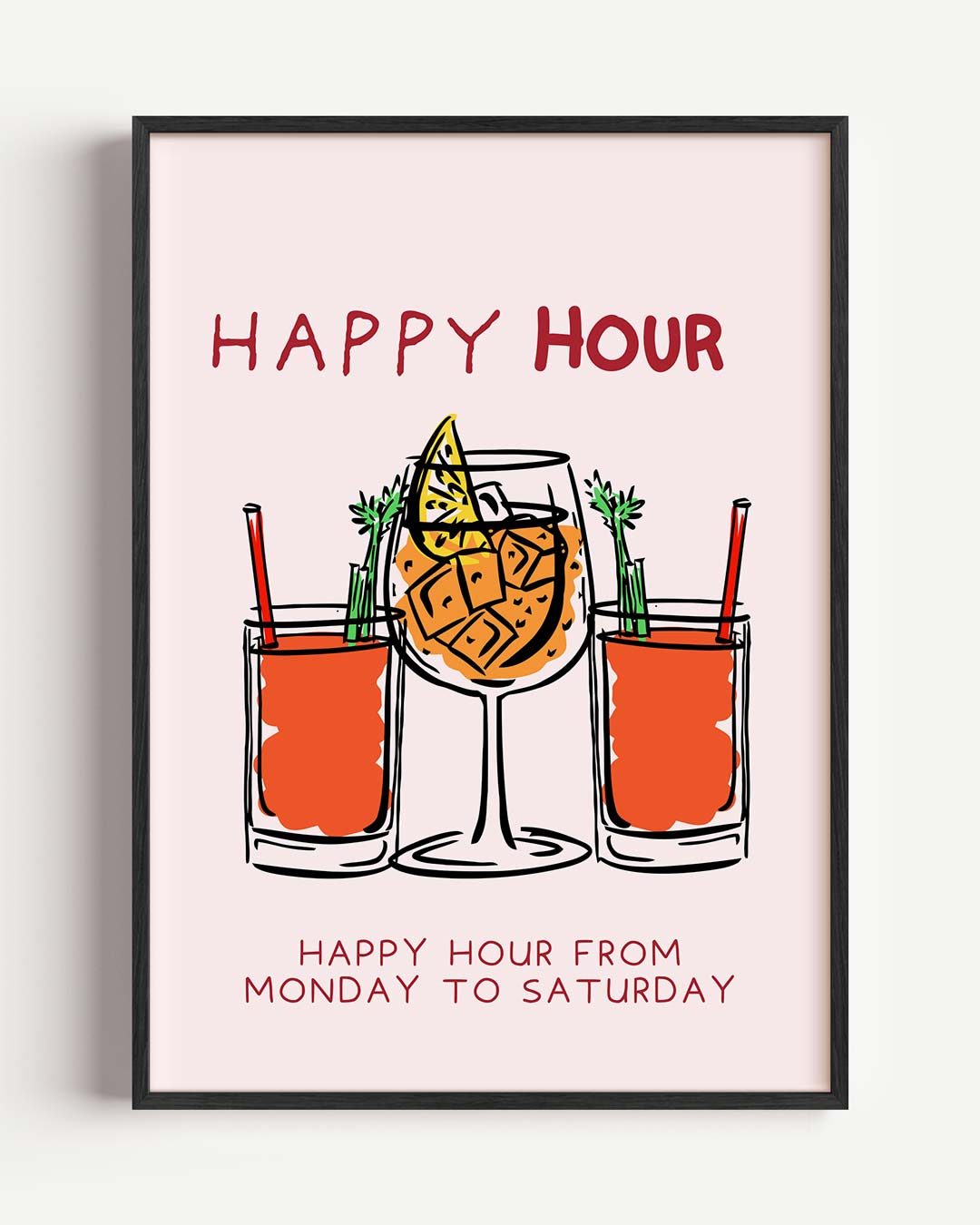 Happy Hour Cocktails – zomer portret poster als wanddecoratie