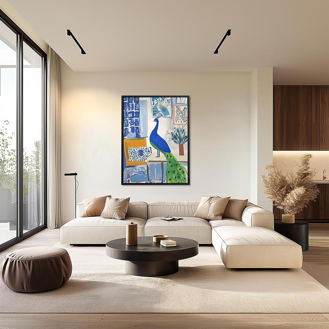 Vrolijke pauw – staand wanddecoratie kunstwerk