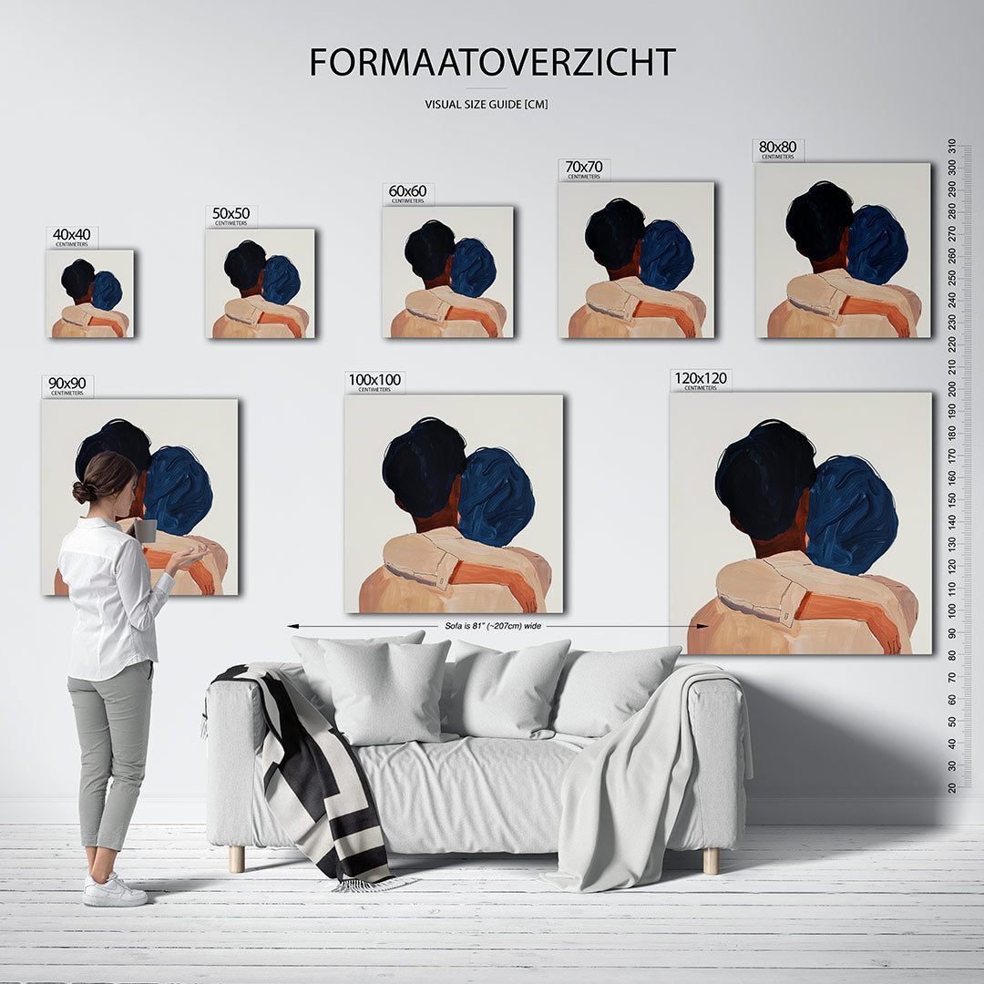 Intieme omhelzing kunstwerk – materiaalweergave – dit werk toont een intieme omhelzing van twee figuren, met vloeiende lijnen