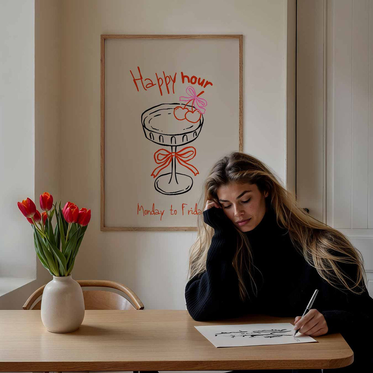 Happy Hour – staande muurposter met zomerse uitstraling