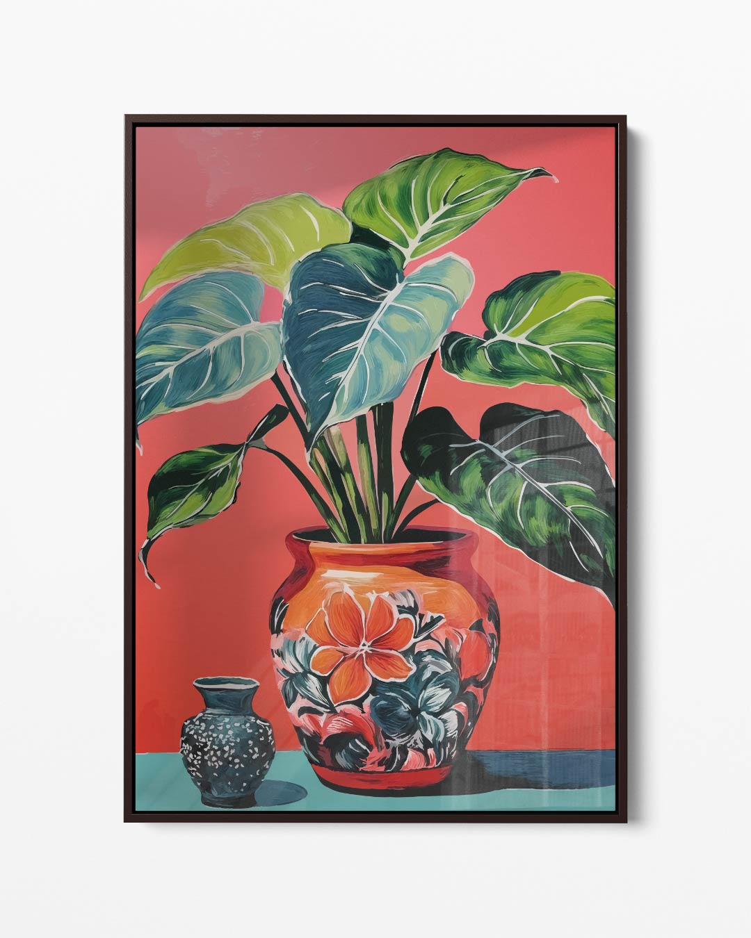 Kleurrijke Bladeren in Bloempotten – portret kunstwerk als wanddecoratie