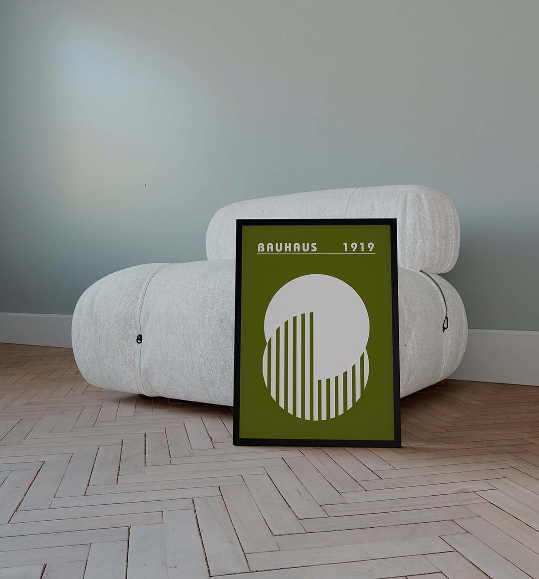Cirkel en strepen – geometrische poster in Bauhaus-stijl van WallArtistic