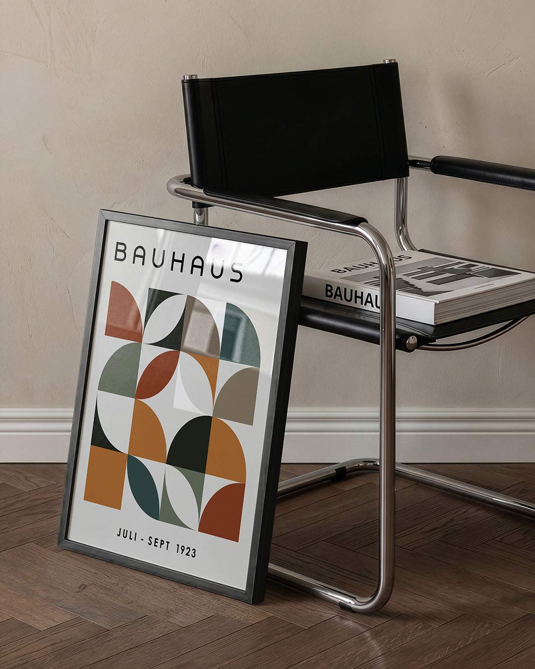 Vormritme en kleur – staande Bauhaus poster voor aan de muur