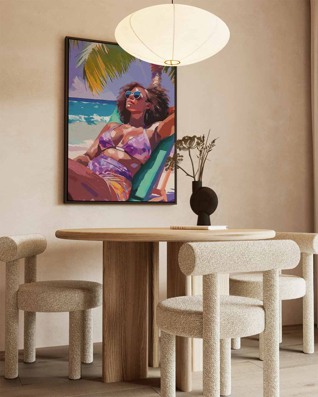Zomers Genieten op het Strand – staand kunstwerk voor modern interieur