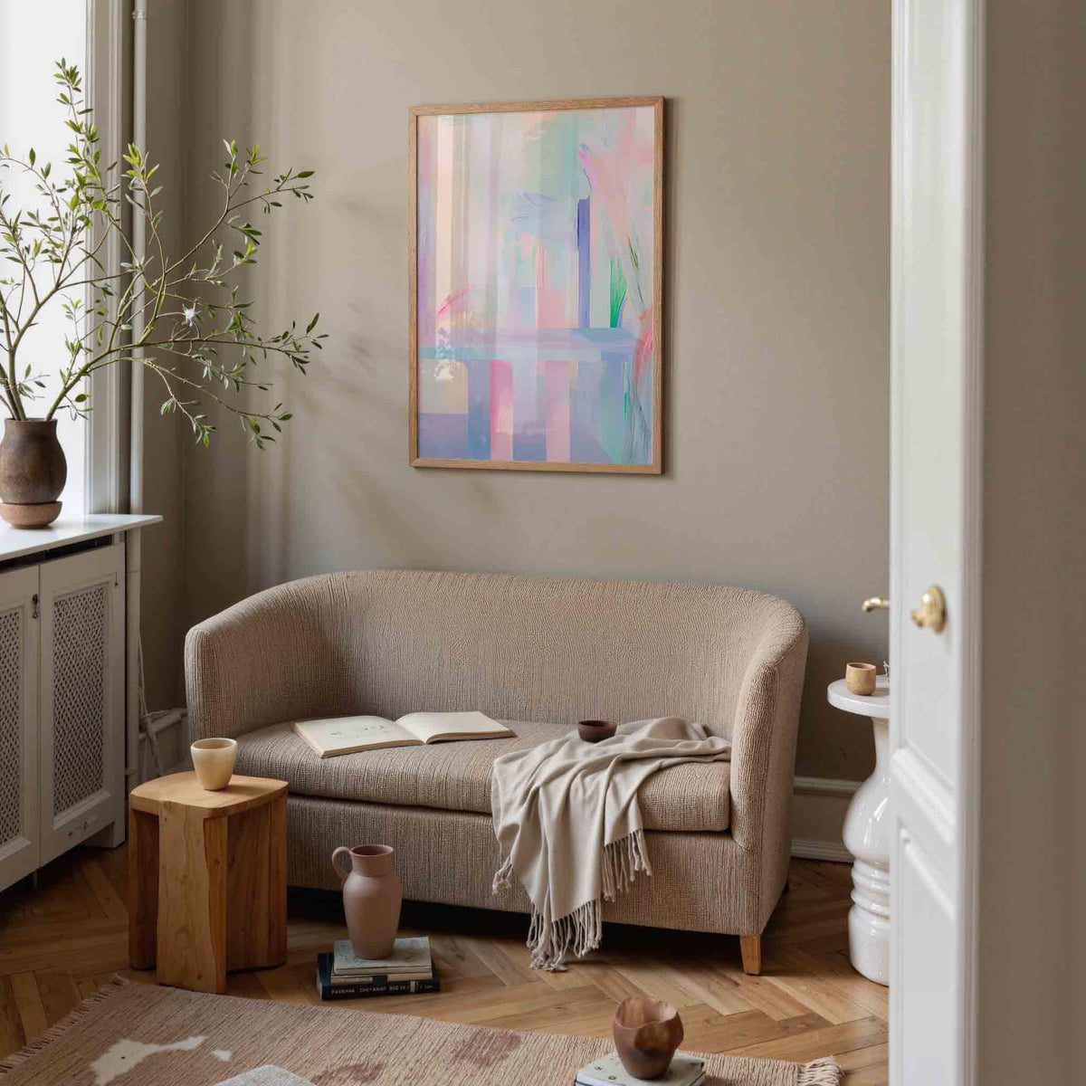 Pastel abstractie – illustratie poster in staand formaat