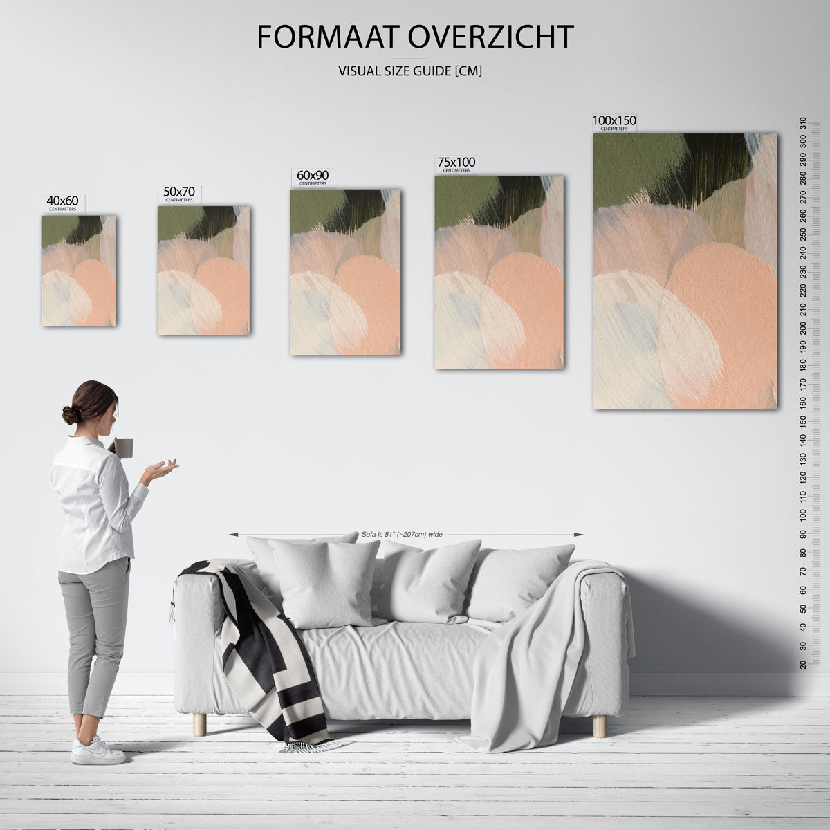 Organische kleurencompositie – staande wanddecoratie van WallArtistic